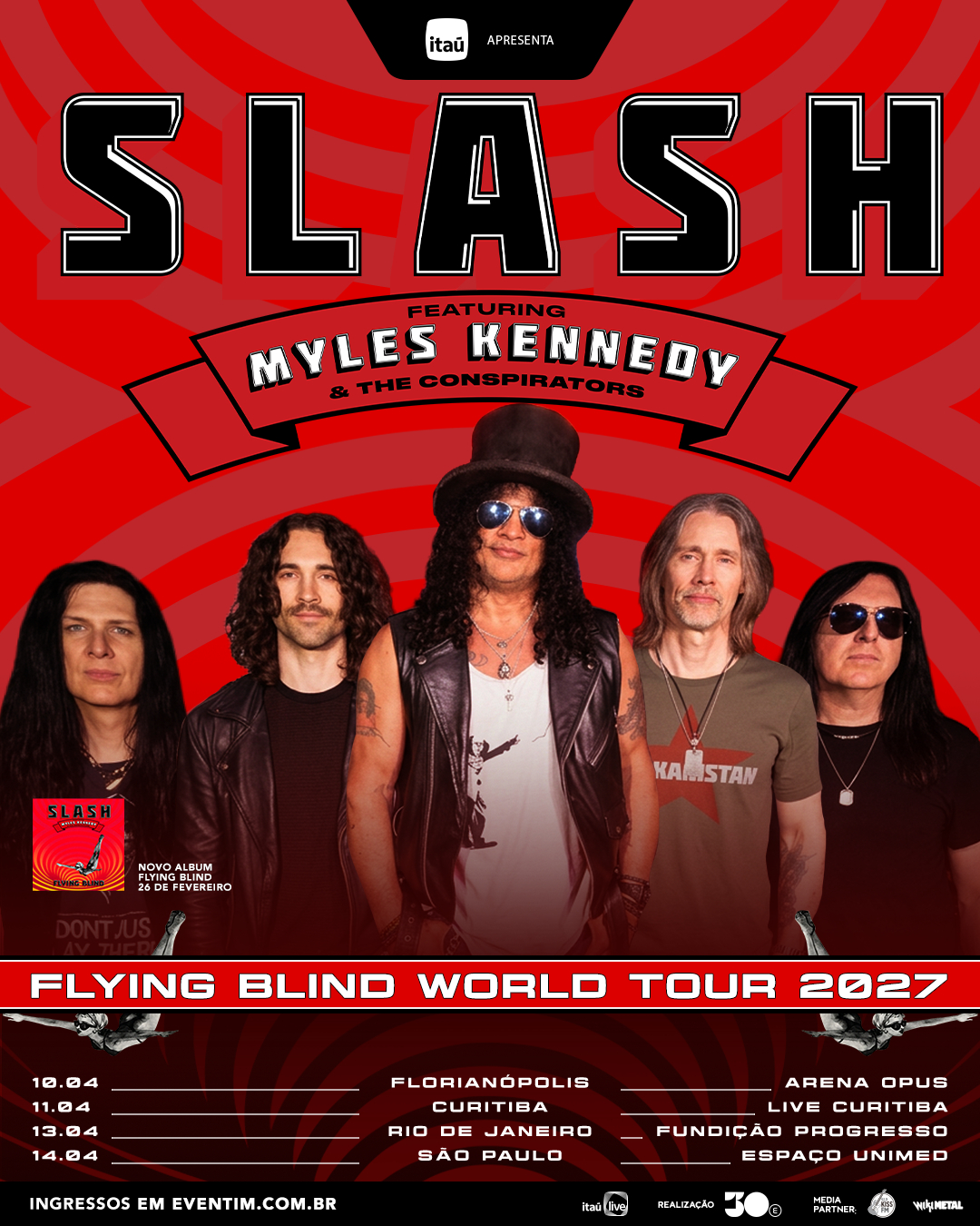 Slash e Myles Kennedy anunciam turnê no Brasil com shows em quatro capitais